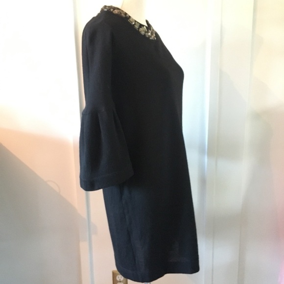 VINCE dress - merino wool, embellished,  jeweled collar - Picture 7 of 14